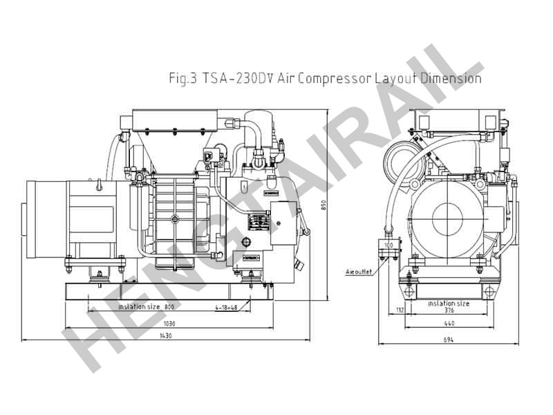 TSA-230DV Screw Air Compressor For Railway Locomotive